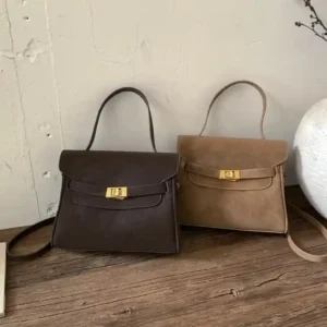 Classic Brown Pebbled Leather Handbag for Women 
