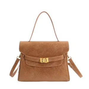 Classic Brown Pebbled Leather Handbag for Women 