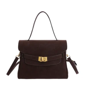 Classic Brown Pebbled Leather Handbag for Women 