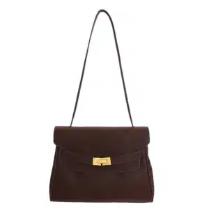 Elegant Flap Shoulder Bag with Gold Bar Clasp