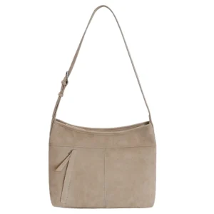 Soft Faux Leather Shoulder Bag with Front Zipper Pocket
