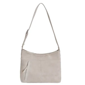 Soft Faux Leather Shoulder Bag with Front Zipper Pocket