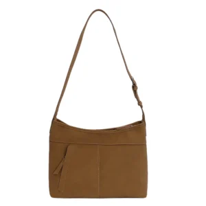 Soft Faux Leather Shoulder Bag with Front Zipper Pocket