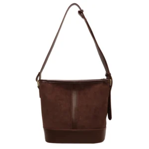 Vintage Suede Texture Bucket Bag 