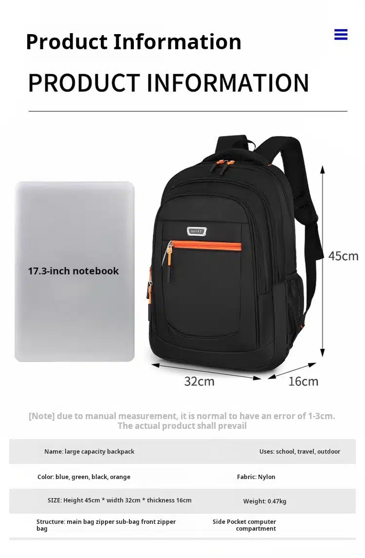 Wholesale multi pocket black daypack factory direct MDD117 