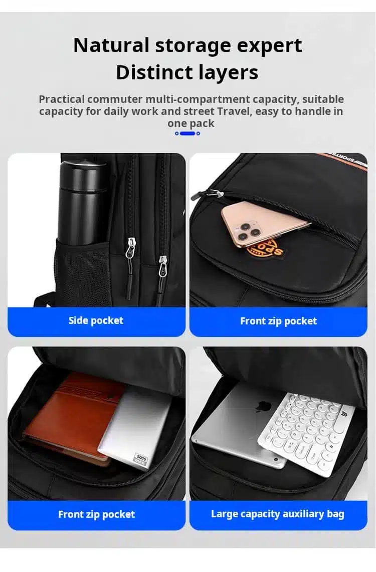 Wholesale multi pocket black daypack factory direct MDD118
