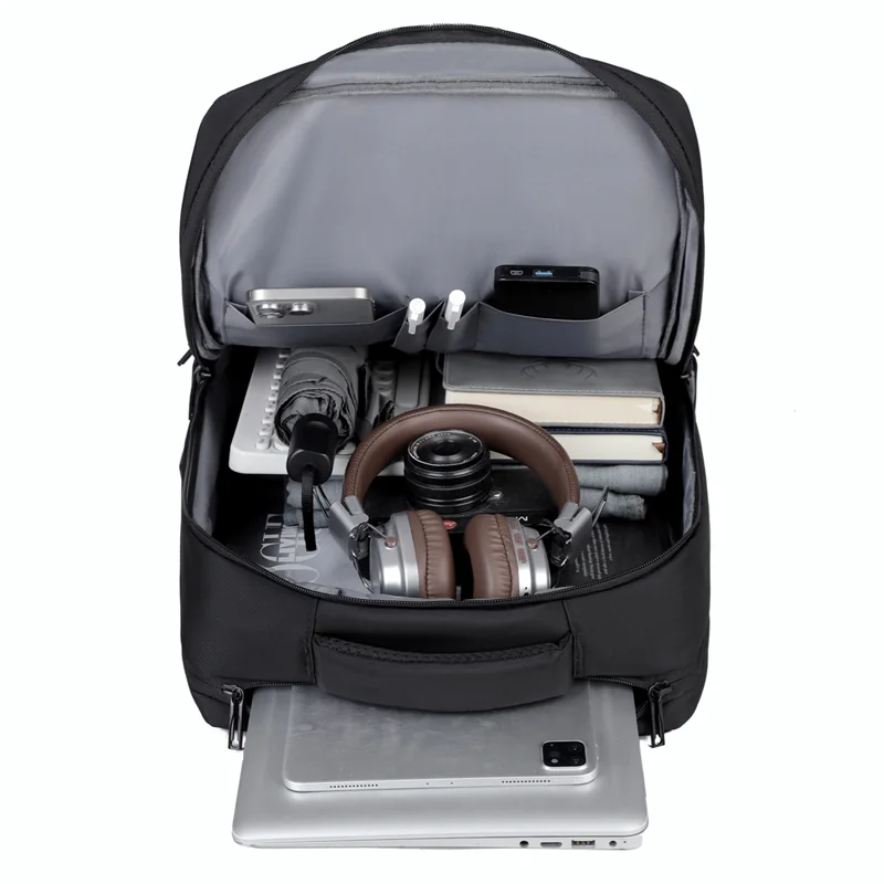 Business Laptop Backpack with USB Port - interior compartments