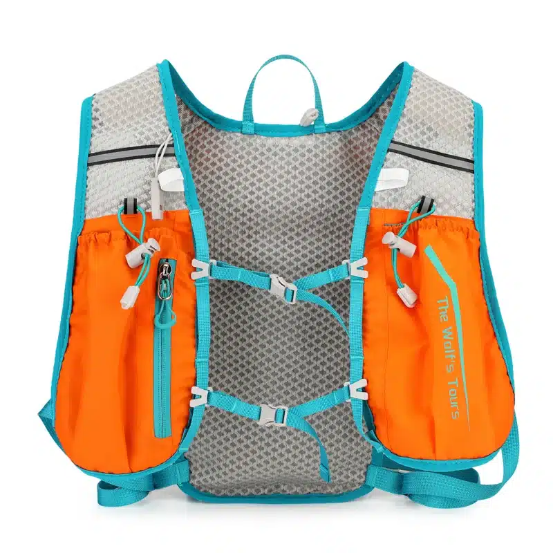 Hydration Vest Pack for Trail Running - orange and blue colorway