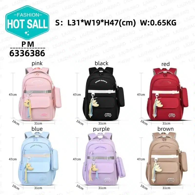 Kids School Backpack with Unicorn Pendant - available colors and size
