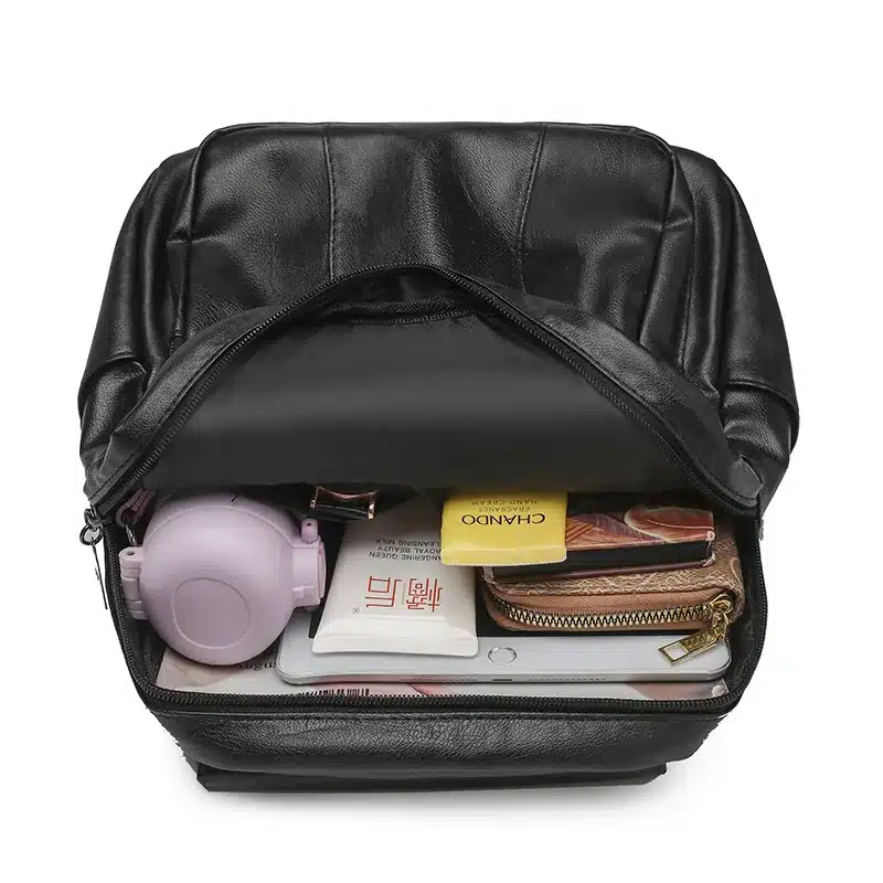 PU Leather Mini Backpack for Women - interior compartments