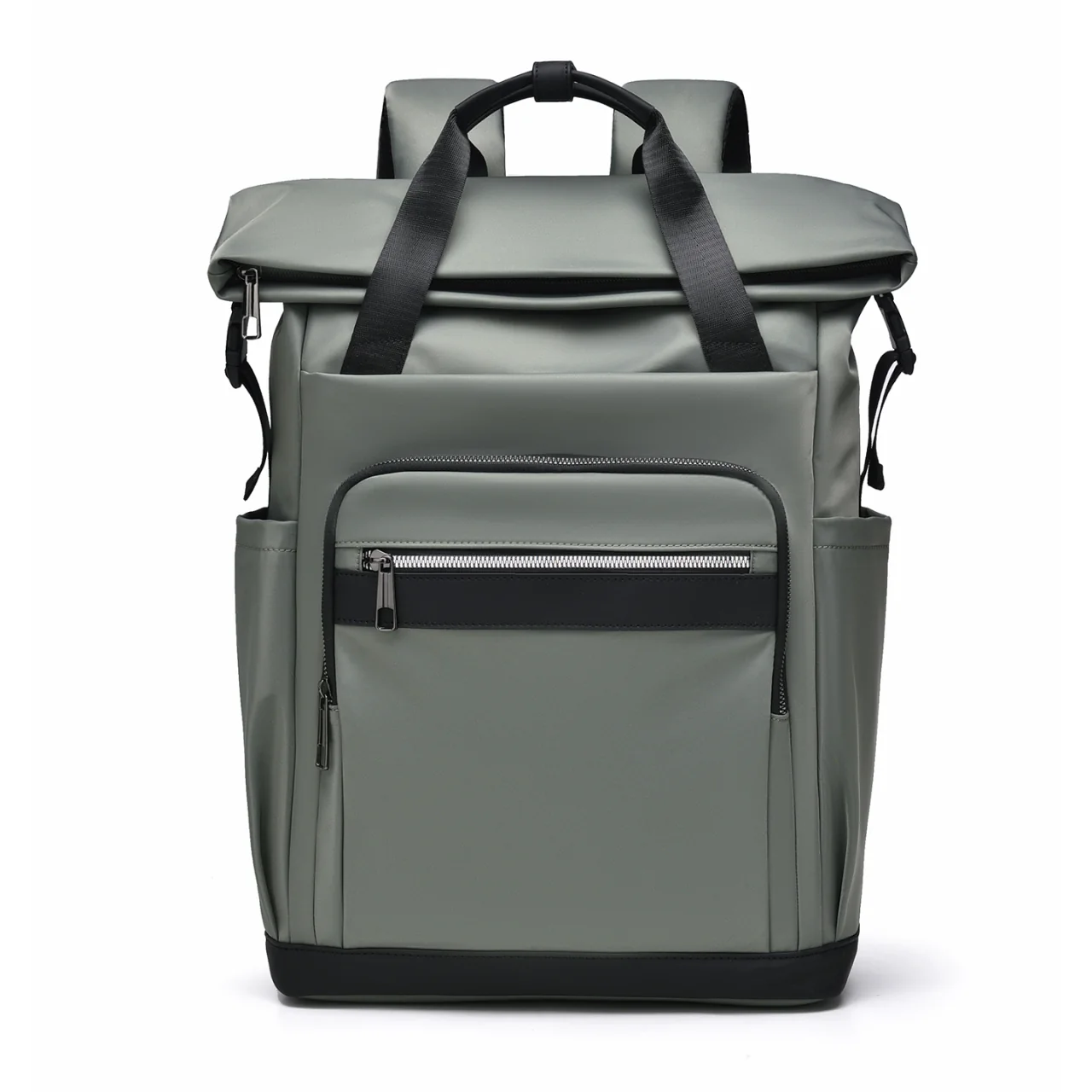 Roll-Top Business Laptop Backpack - army green colorway