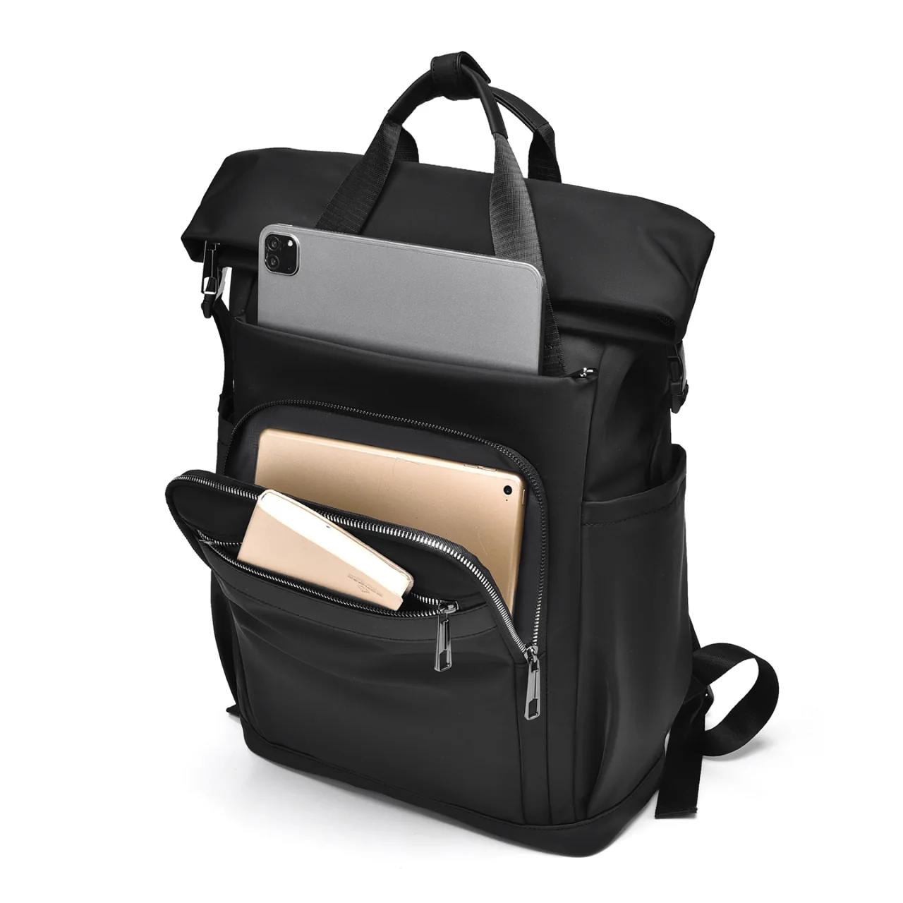 Roll-Top Business Laptop Backpack - padded laptop compartment
