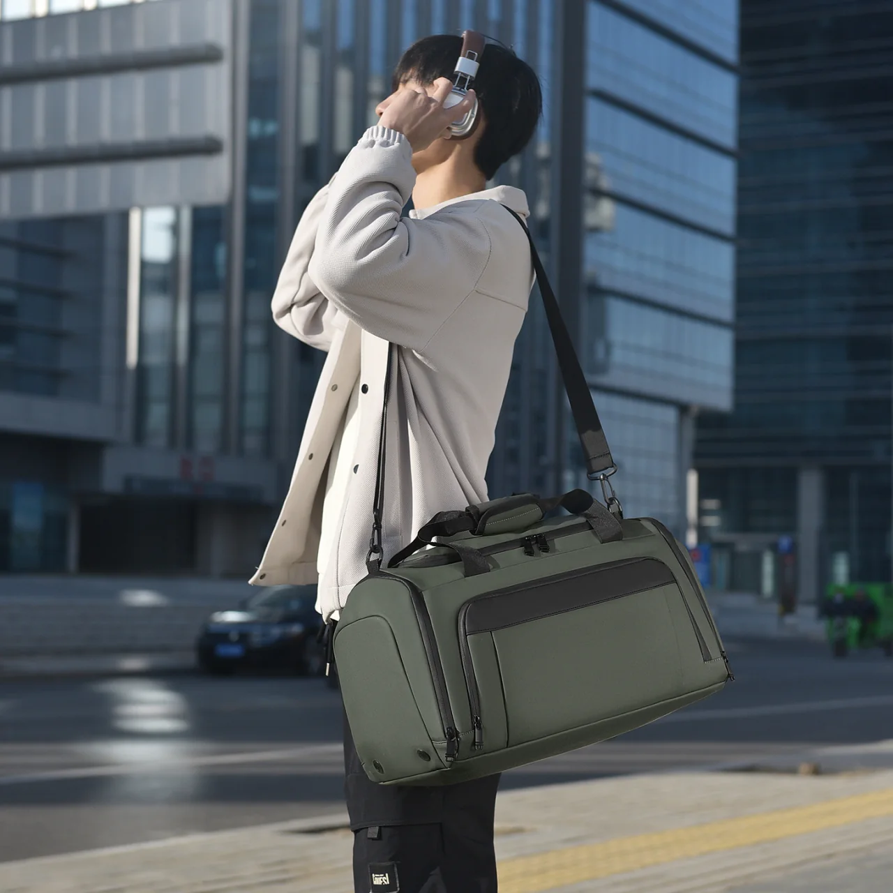 Weekender Duffel Bag with Shoe Compartment - worn by model
